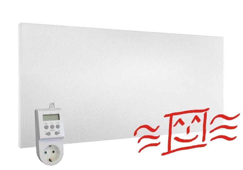 Spar-Set 600W mit Zwischenstecker-Thermostat - zum Schließen ins Bild klicken