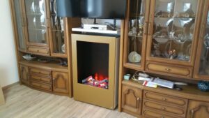 Infrarot-Kamin mit Flammeneffekt 1200W Gold