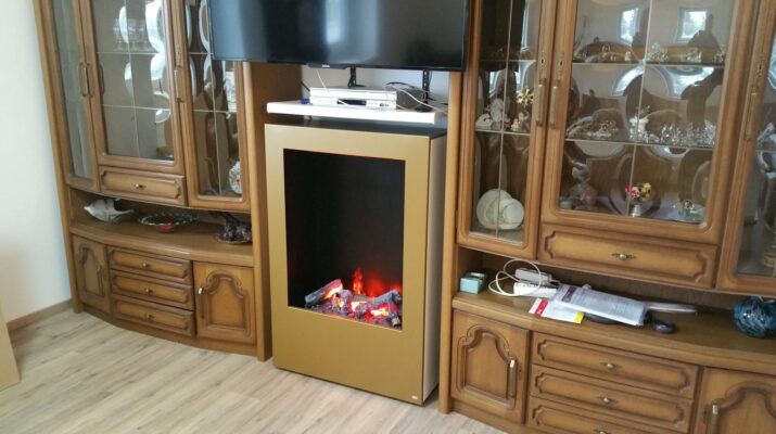 Infrarot-Kamin mit Flammeneffekt 1200W Gold